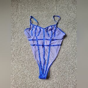 Fantasy Lingerie Plus size Blue Strappy Bodysuit Lingerie